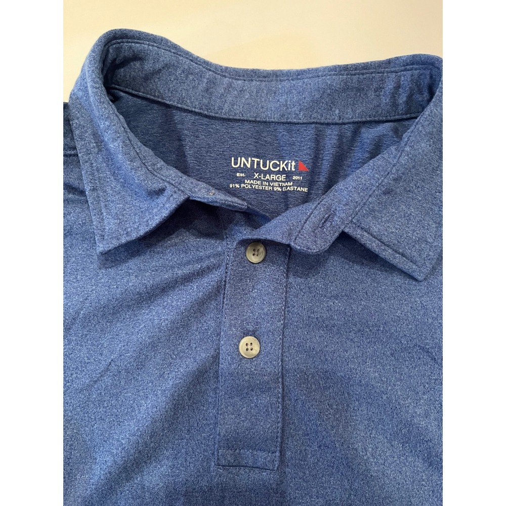Untuckit Men's Short Sleeve Blue Polo Shirt Polyester Elastane Size XL - Picture 3 of 4